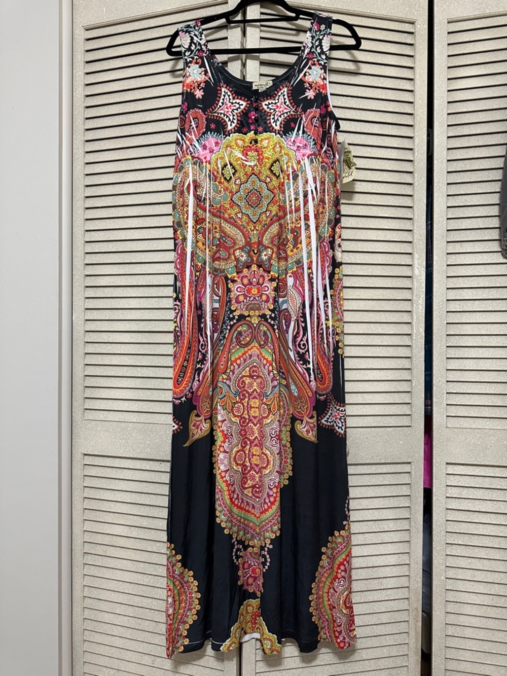 ONE WORLD Multicolor Paisley Maxi Dress with Scoop Neck - Picture 2 of 7
